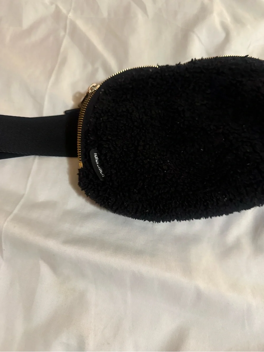 lululemon athletica Black Sherpa Waist Pouch with Gold Accent